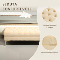 PANCA FONDO LETTO IMBOTTITA CON RIVESTIMENTO TRAPUNTATO IN TESSUTO EFFETTO VELLUTO 118X45X42 CM BEIGE