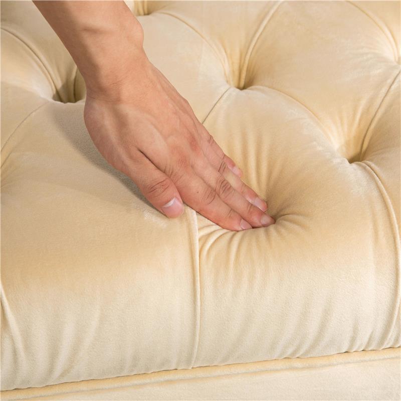 PANCA FONDO LETTO IMBOTTITA CON RIVESTIMENTO TRAPUNTATO IN TESSUTO EFFETTO VELLUTO 118X45X42 CM BEIGE