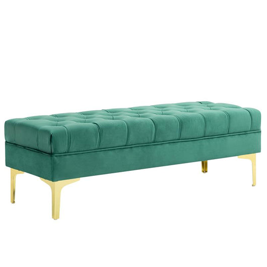 PANCA FONDO LETTO IMBOTTITA CON RIVESTIMENTO TRAPUNTATO IN TESSUTO EFFETTO VELLUTO 118X45X42 CM VERDE SCURO