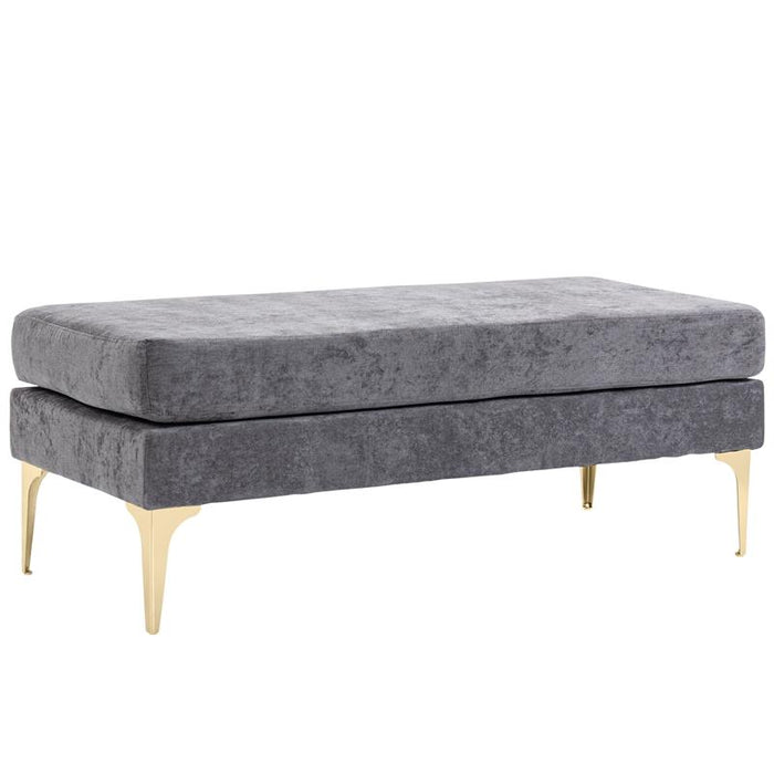 PANCA FONDO LETTO A 2 STRATI IN TESSUTO EFFETTO VELLUTO E ACCIAIO 121X50.5X46.5 CM GRIGIO SCURO E ORO
