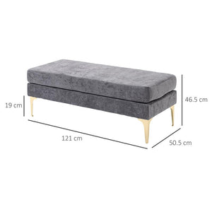 PANCA FONDO LETTO A 2 STRATI IN TESSUTO EFFETTO VELLUTO E ACCIAIO 121X50.5X46.5 CM GRIGIO SCURO E ORO