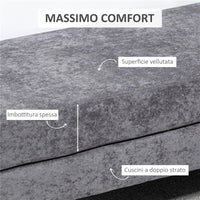 PANCA FONDO LETTO A 2 STRATI IN TESSUTO EFFETTO VELLUTO E ACCIAIO 121X50.5X46.5 CM GRIGIO SCURO E ORO