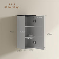 ARMADIETTO BAGNO DA PARETE CON 3 RIPIANI E MENSOLE REGOLABILI 30X32X73 CM BIANCO