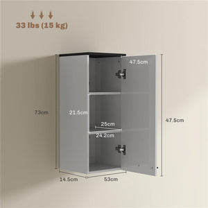 ARMADIETTO BAGNO DA PARETE CON 3 RIPIANI E MENSOLE REGOLABILI 30X32X73 CM BIANCO