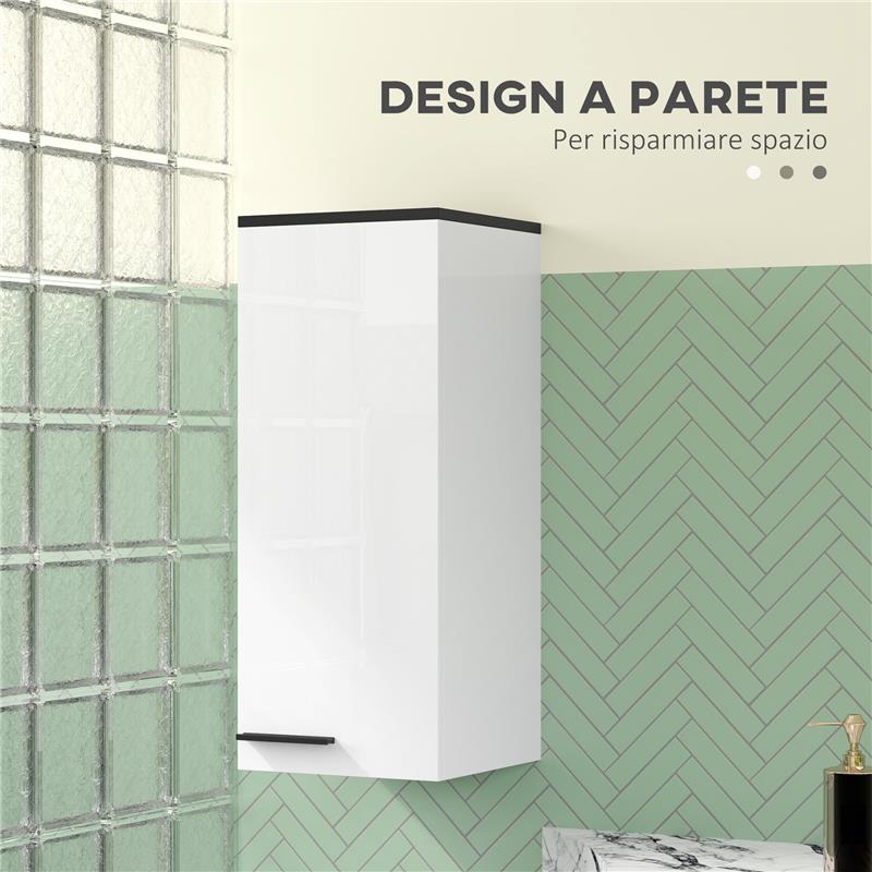 ARMADIETTO BAGNO DA PARETE CON 3 RIPIANI E MENSOLE REGOLABILI 30X32X73 CM BIANCO