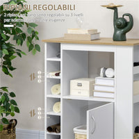 CARRELLO DA CUCINA CON ARMADIETTO E RIPIANI REGOLABILI RUOTE GIREVOLI E FRENO 75X39.5X88 CM BIANCO