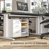 CASSETTIERA PORTADOCUMENTI DA UFFICIO CON 3 CASSETTI RUOTE SERRATURA E CHIAVI 60X40X56 CM BIANCO