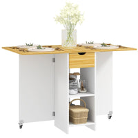 TAVOLO DA PRANZO PIEGHEVOLE PER 2-4 PERSONE CON 2 RIBALTE, CASSETTO E RIPIANI, QUERCIA