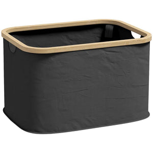 CESTO PORTABIANCHERIA DA 36L PIEGHEVOLE CON MANIGLIE IN BAMBÙ E POLIESTERE 44.3X33.3X26.5 CM NERO
