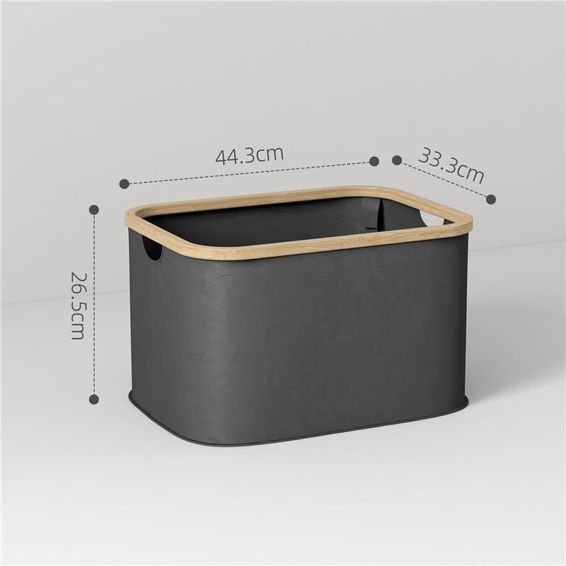 CESTO PORTABIANCHERIA DA 36L PIEGHEVOLE CON MANIGLIE IN BAMBÙ E POLIESTERE 44.3X33.3X26.5 CM NERO