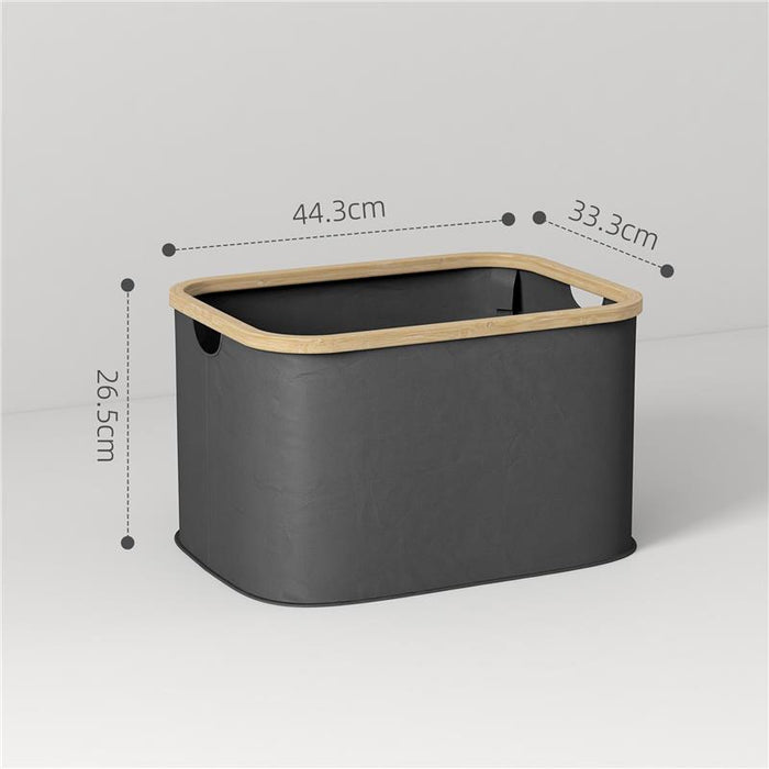 CESTO PORTABIANCHERIA DA 36L PIEGHEVOLE CON MANIGLIE IN BAMBÙ E POLIESTERE 44.3X33.3X26.5 CM NERO