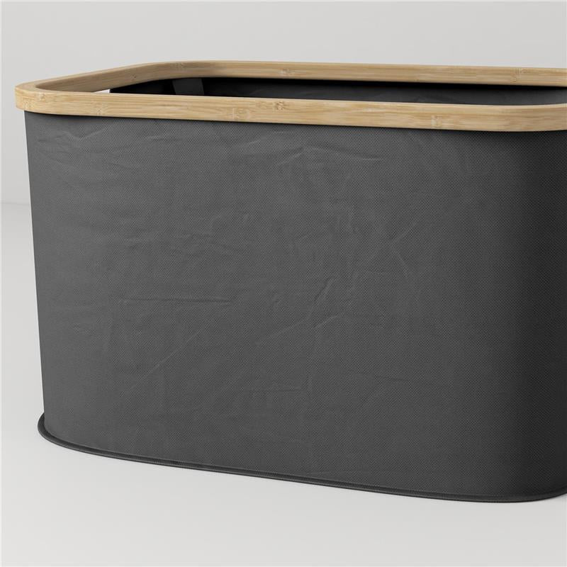 CESTO PORTABIANCHERIA DA 36L PIEGHEVOLE CON MANIGLIE IN BAMBÙ E POLIESTERE 44.3X33.3X26.5 CM NERO