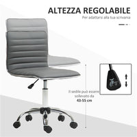SEDIA DA UFFICIO ERGONOMICA IN PELLE PU CON ALTEZZA REGOLABILE SEDUTA GIREVOLE E RUOTE GRIGIO SCURO
