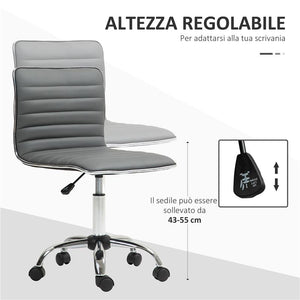 SEDIA DA UFFICIO ERGONOMICA IN PELLE PU CON ALTEZZA REGOLABILE SEDUTA GIREVOLE E RUOTE GRIGIO SCURO