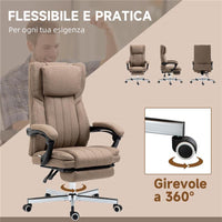 SEDIA DA UFFICIO MASSAGGIANTE CON POGGIAPIEDI E TELECOMANDO IN TESSUTO EFFETTO LINO 65X61X105-113 CM MARRONE