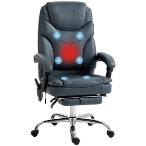 SEDIA DA UFFICIO MASSAGGIANTE E RISCALDANTE CON POGGIAPIEDI IN PELLE PU E ACCIAIO 67X67X113-121 CM GRIGIO