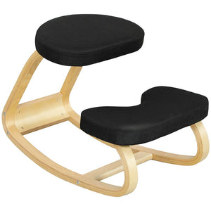 SEDIA INGINOCCHIATOIO CON MOVIMENTO A DONDOLO IN TESSUTO EFFETTO LINO E LEGNO DI BETULLA 50X73X55 CM NERO