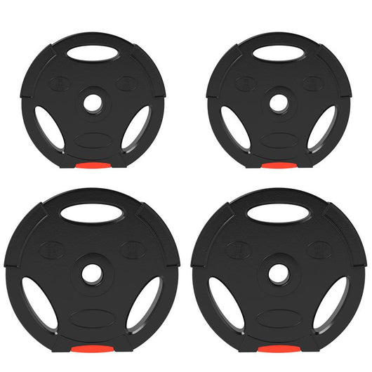 KIT PESI CON 2 DISCHI DA 10 KG E 2 DISCHI DA 5 KG IN POLIPROPILENE E SABBIA Ø 34X6 CM E Ø 27X4.5 CM NERO