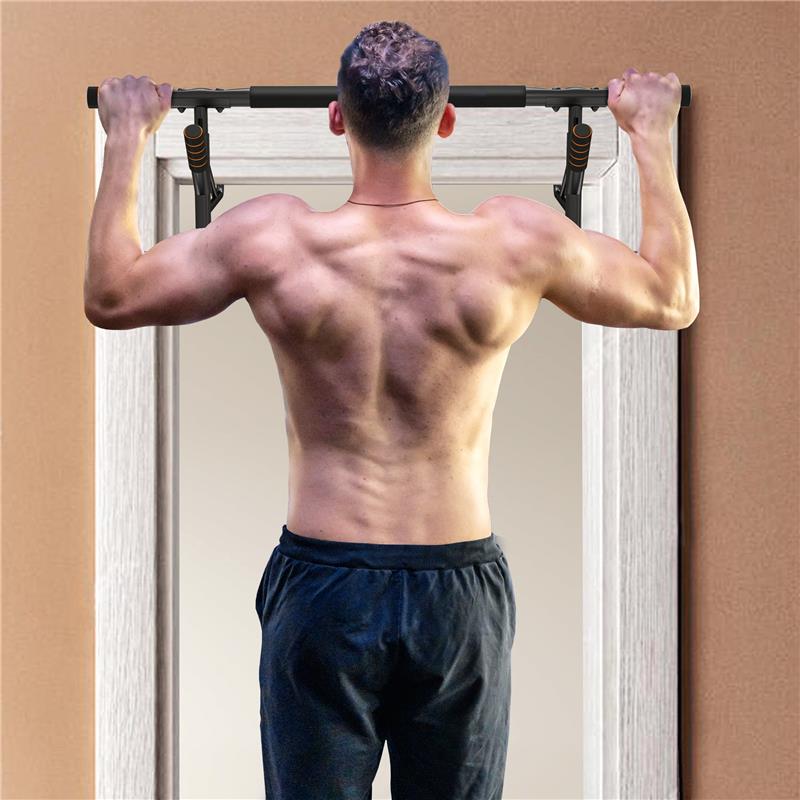 BARRA PER TRAZIONI E FLESSIONI CON PRESE IMBOTTITE IN ACCIAIO E HDR 100X50X27 CM ARANCIONE E NERO