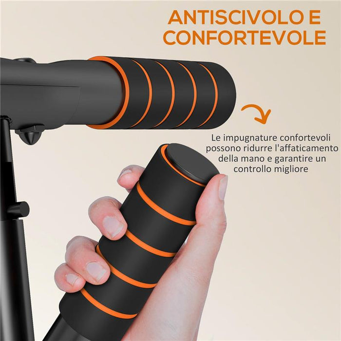 BARRA PER TRAZIONI E FLESSIONI CON PRESE IMBOTTITE IN ACCIAIO E HDR 100X50X27 CM ARANCIONE E NERO