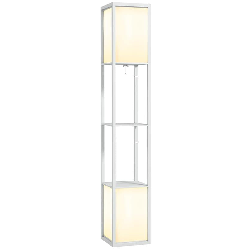 LAMPADA DA TERRA MODERNA CON 2 PARALUMI E 2 RIPIANI PER LAMPADINE E27 MAX 40W 26X26X156 CM BIANCO