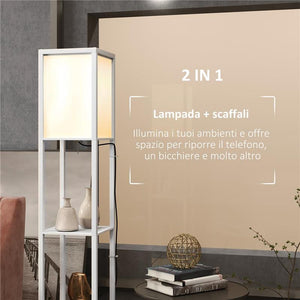LAMPADA DA TERRA MODERNA CON 2 PARALUMI E 2 RIPIANI PER LAMPADINE E27 MAX 40W 26X26X156 CM BIANCO