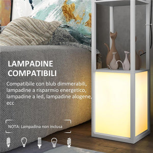 LAMPADA DA TERRA MODERNA CON 2 PARALUMI E 2 RIPIANI PER LAMPADINE E27 MAX 40W 26X26X156 CM BIANCO