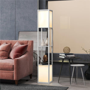 LAMPADA DA TERRA MODERNA CON 2 PARALUMI E 2 RIPIANI PER LAMPADINE E27 MAX 40W 26X26X156 CM BIANCO