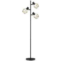 LAMPADA DA TERRA 40W CON 3 LUCI REGOLABILI E INTERRUTTORE A MANOPOLA IN METALLO 41X28X169 CM NERO
