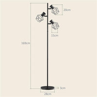 LAMPADA DA TERRA 40W CON 3 LUCI REGOLABILI E INTERRUTTORE A MANOPOLA IN METALLO 41X28X169 CM NERO