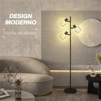 LAMPADA DA TERRA 40W CON 3 LUCI REGOLABILI E INTERRUTTORE A MANOPOLA IN METALLO 41X28X169 CM NERO