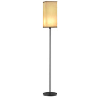 LAMPADA DA TERRA 40W CON INTERRUTTORE A PEDALE IN TESSUTO EFFETTO LINO E METALLO Ø 25X161.5 CM NERO E BEIGE