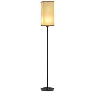LAMPADA DA TERRA 40W CON INTERRUTTORE A PEDALE IN TESSUTO EFFETTO LINO E METALLO Ø 25X161.5 CM NERO E BEIGE
