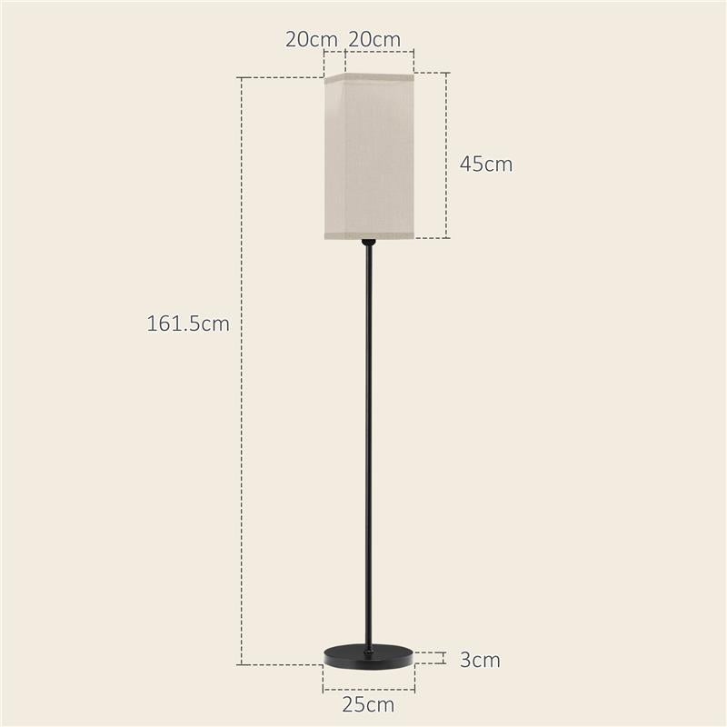 LAMPADA DA TERRA 40W CON INTERRUTTORE A PEDALE IN TESSUTO EFFETTO LINO E METALLO Ø 25X161.5 CM NERO E BEIGE