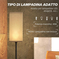 LAMPADA DA TERRA 40W CON INTERRUTTORE A PEDALE IN TESSUTO EFFETTO LINO E METALLO Ø 25X161.5 CM NERO E BEIGE