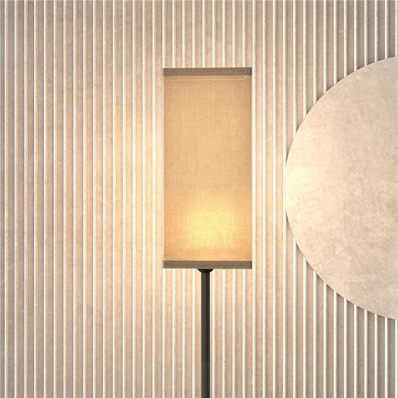 LAMPADA DA TERRA 40W CON INTERRUTTORE A PEDALE IN TESSUTO EFFETTO LINO E METALLO Ø 25X161.5 CM NERO E BEIGE