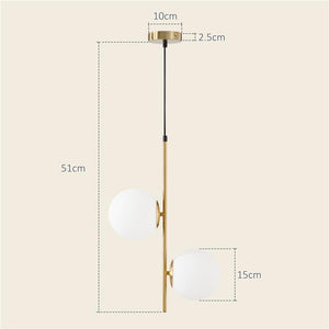 LAMPADA A SOSPENSIONE CON 2 PARALUMI IN VETRO E FILO REGOLABILE IN METALLO 32X15X51 CM BIANCA E ORO