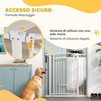 CANCELLINO PER CANI REGOLABILE DA 76-104 CM CANCELLETTO ALTO 106 CM CON 2 ESTENSIONI BIANCO