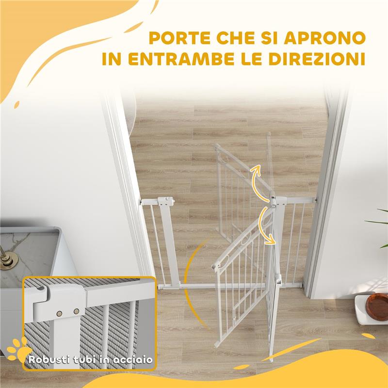 CANCELLINO PER CANI REGOLABILE DA 76-104 CM CANCELLETTO ALTO 106 CM CON 2 ESTENSIONI BIANCO