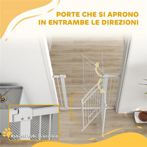 CANCELLINO PER CANI REGOLABILE DA 76-104 CM CANCELLETTO ALTO 106 CM CON 2 ESTENSIONI BIANCO