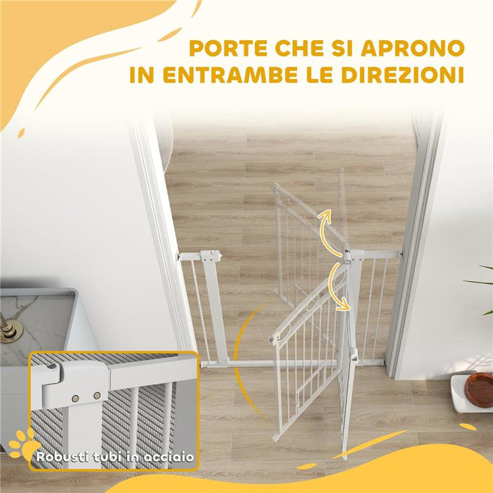 CANCELLINO PER CANI REGOLABILE DA 76-104 CM CANCELLETTO ALTO 106 CM CON 2 ESTENSIONI BIANCO