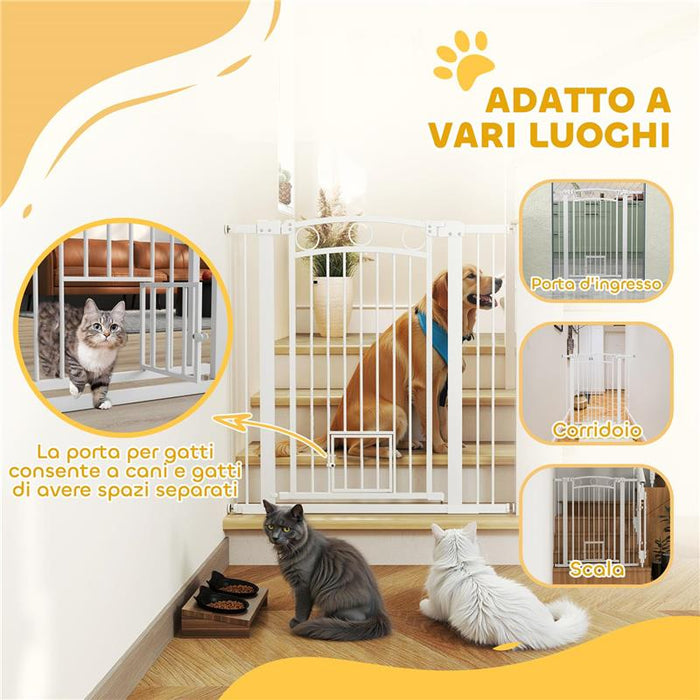 CANCELLINO PER CANI REGOLABILE DA 76-104 CM CANCELLETTO ALTO 106 CM CON 2 ESTENSIONI BIANCO