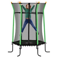 TRAMPOLINO ELASTICO PER BAMBINI 3-10 ANNI CON INGRESSO A CERNIERA E PALI IMBOTTITI, Ï163.5X190 CM, VERDE