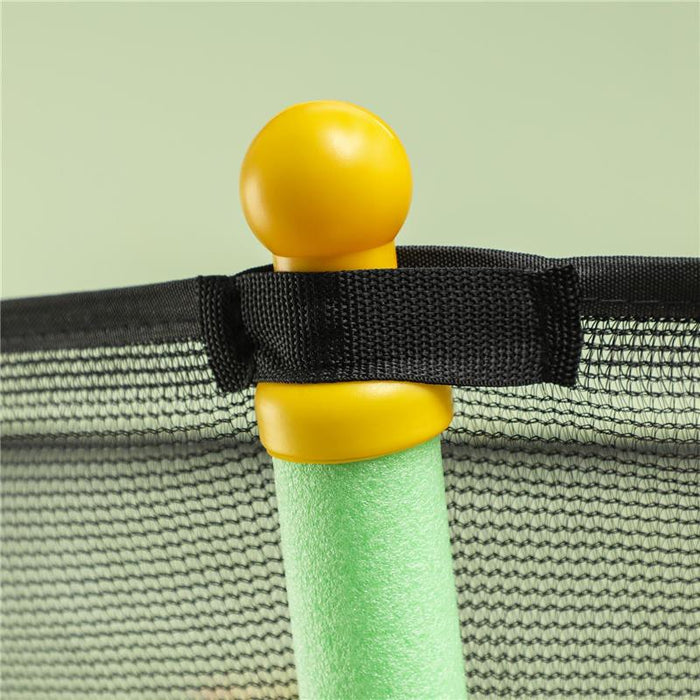 TRAMPOLINO ELASTICO PER BAMBINI 3-10 ANNI CON INGRESSO A CERNIERA E PALI IMBOTTITI, Ï163.5X190 CM, VERDE