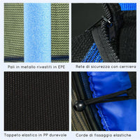TRAMPOLINO ELASTICO PER BAMBINI Ï1.6X1.9 M CON RETE DI SICUREZZA E PALI IMBOTTITI, ETÓ 3-10 ANNI, BLU