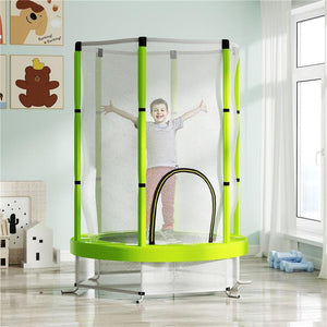 TRAMPOLINO ELASTICO PER BAMBINI Ï140 CM CON RETE DI SICUREZZA E DISEGNI, ETÓ 3-6 ANNI, VERDE