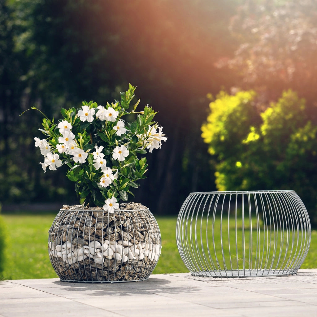 Gabbione da giardino KADAX in acciaio zincato, rotondo, 65 cm
