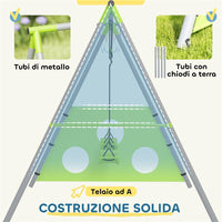 GIOCO PER BAMBINI 3 IN 1 CON ALTALENA DA GIARDINO CANESTRO E PORTA DA CALCIO 238X180X182 CM VERDE E GRIGIO