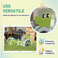 TUNNEL PER BAMBINI 3-6 ANNI A FORMA DI COCCODRILLO, GIOCO PER INTERNO ED ESTERNO IN PLASTICA, VERDE
