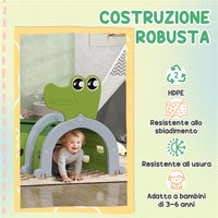 TUNNEL PER BAMBINI 3-6 ANNI A FORMA DI COCCODRILLO, GIOCO PER INTERNO ED ESTERNO IN PLASTICA, VERDE